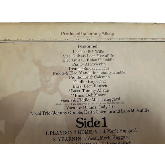 Bob Wills & TX Playboys- For The Last Time OG Vinyl LP, UA Records, EX/UC, 1974 - Picture 3 of 14